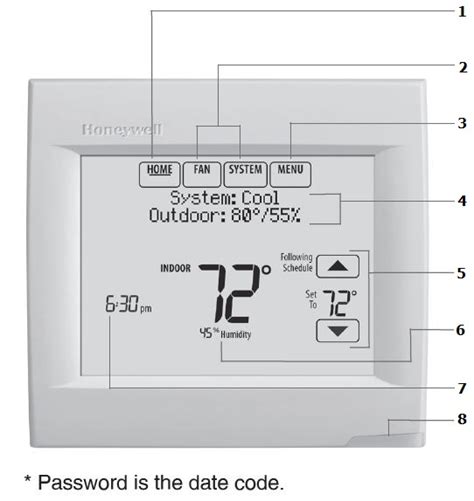 The <strong>thermostat</strong> resumes normal scheduling on the date you select. . Honeywell home thermostat th8321wf1001 manual